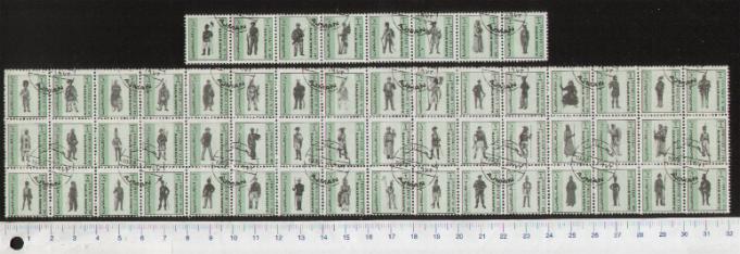51997 -  AJMAN 1972-S-246, * Uniformi Militari su fondo verde - 56 valori serie completa timbrata - Catalogo n.: 2758b/2798b
