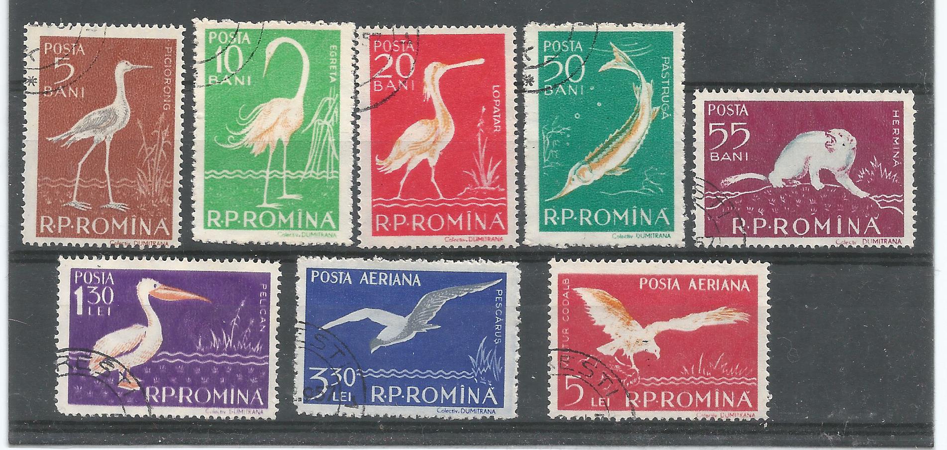 52025 - ROMANIA - 1957 - Animali del delta del Danubio - 8 val. cpl timbrati - Michel : 1686/1693 - [ROM025]