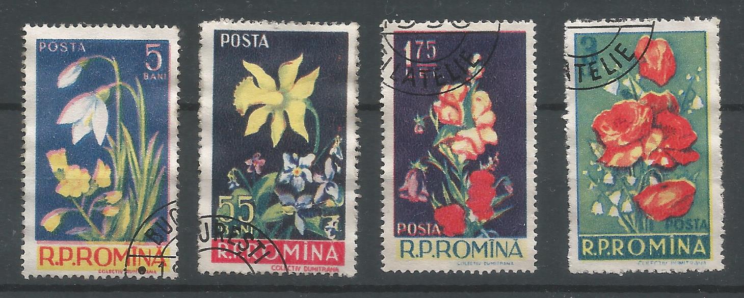 52029 - ROMANIA - 1956 - Fiori - 4 val. cpl timbrati - Michel : 1589/1592 - Yvert : 1469/1472 - [ROM029]