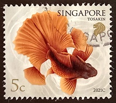 52153 - 2021 Singapore - Goldfish 5c usato