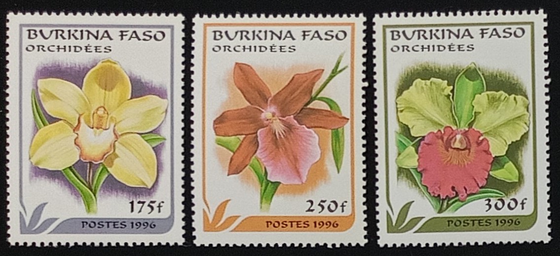 52236 - 1996 Burkina Faso Orchidee - 3 francobolli nuovi