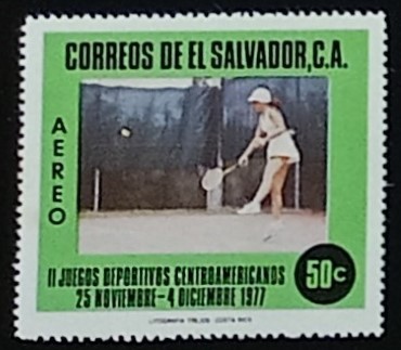 52337 - 1977 El Salvador Giochi sportivi centroamericani Tennis 50c usato