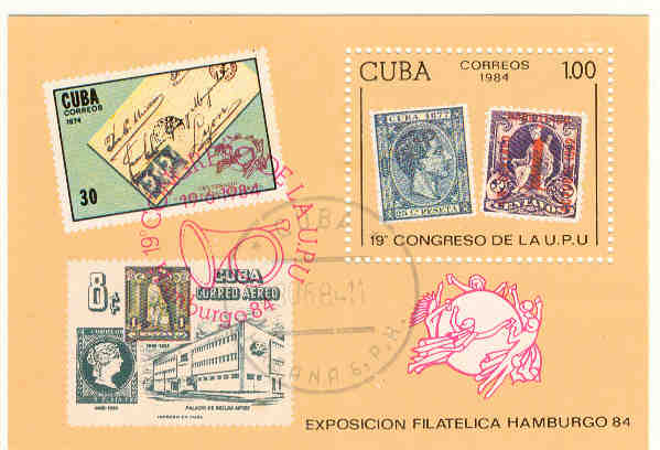 6568 - Cuba 1984 - Congresso U.P.U. - foglietto usato