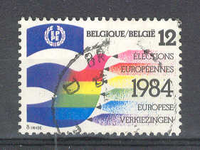 6578 - Belgio 1984 - 2 elezione del Parlamento Europeo - francobollo usato