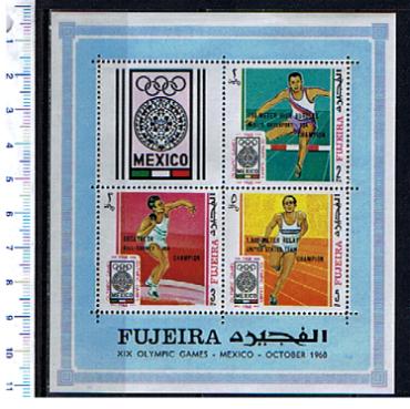 7351 - FUJEIRA, Anno 1968-230 * Olimpiadi in Messico,sovrastampati vincitori  -  Foglietto completo nuovo senza colla