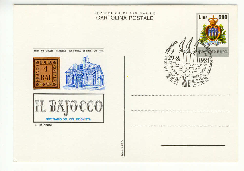 7800 - San Marino - cartolina postale C52 con timbro speciale XXXIII fiera di Riccione