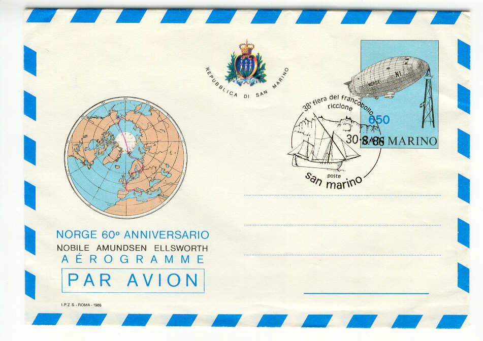 7801 - San Marino - aerogramma A15 con annullo speciale 38 fiera del francobollo di Riccione