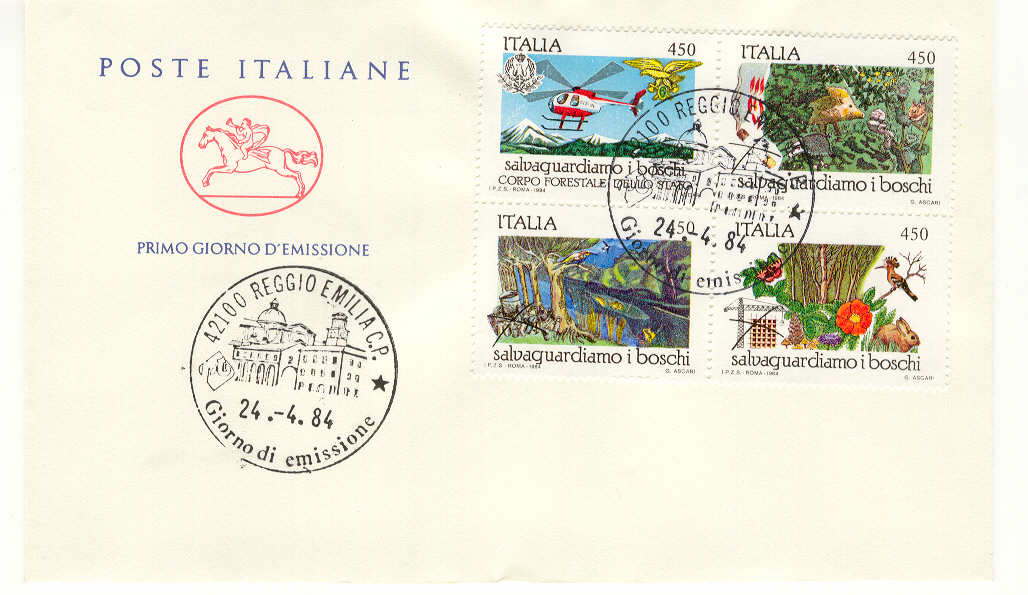 8582 - Italia - Busta FDC 1984 dedicata alla salvaguardia della natura - Salvaguardia dei boschi-