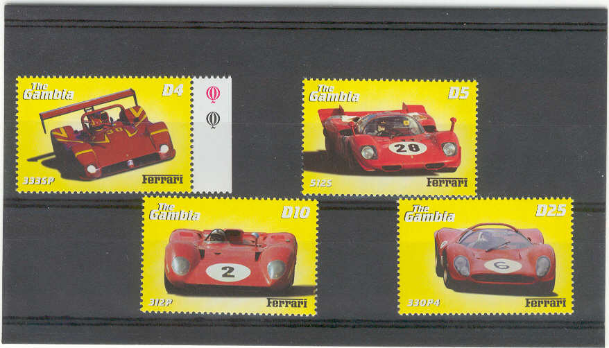 8764 - Gambia - 4 francobolli nuovi dedicati alla Ferrari