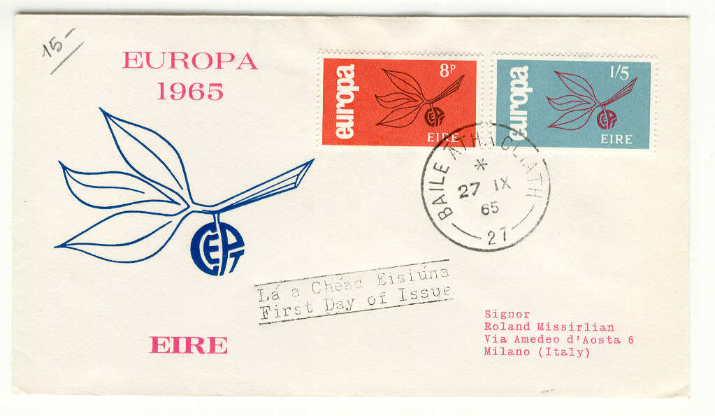 9271 - Eire - busta fdc Europa 1965