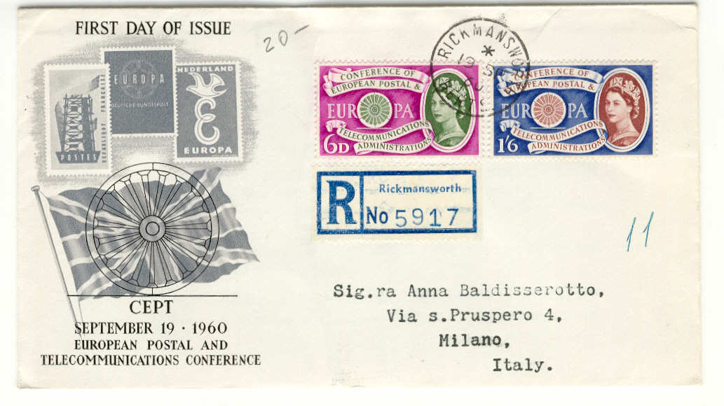 9273 - Regno Unito - busta fdc viaggiata Europa 1960