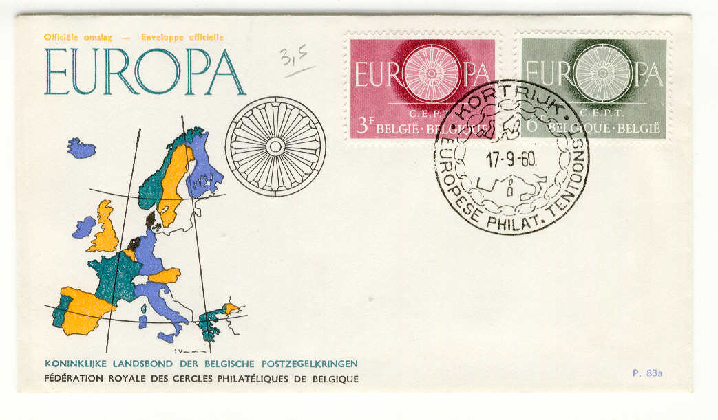 9279 - Belgio - busta fdc Europa 1960