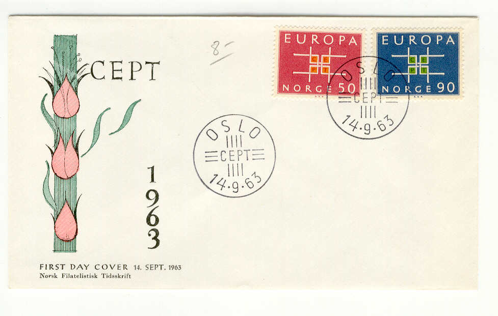 9370 - Norvegia - busta fdc Europa CEPT 1963