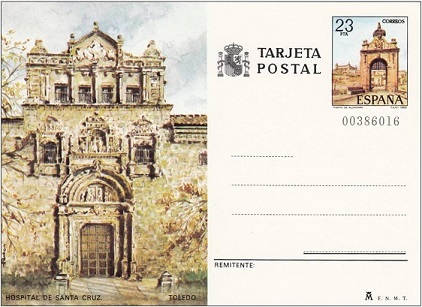 Cartolina Postale – 1982 Spagna 23 pta. - Hospital de Santa Cruz Toledo