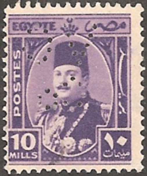 1944 Egitto Re Faruok 10m - perfin