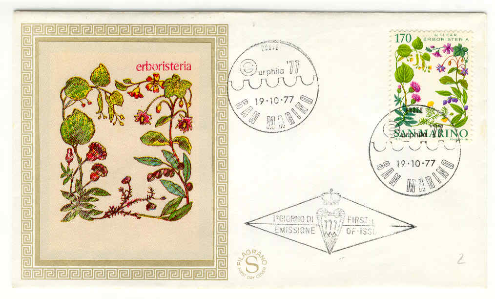 10342 - San Marino - busta fdc con serie completa: Erboristeria ed. Filagrano