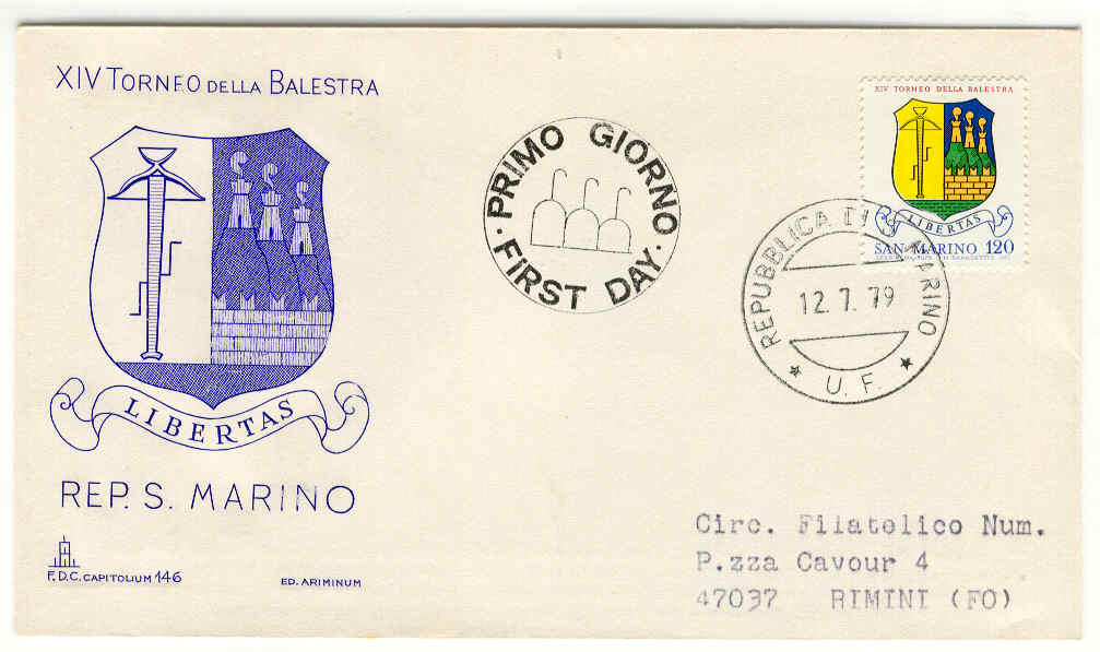 10363 - San Marino - busta fdc con serie completa: XIV torneo della balestra