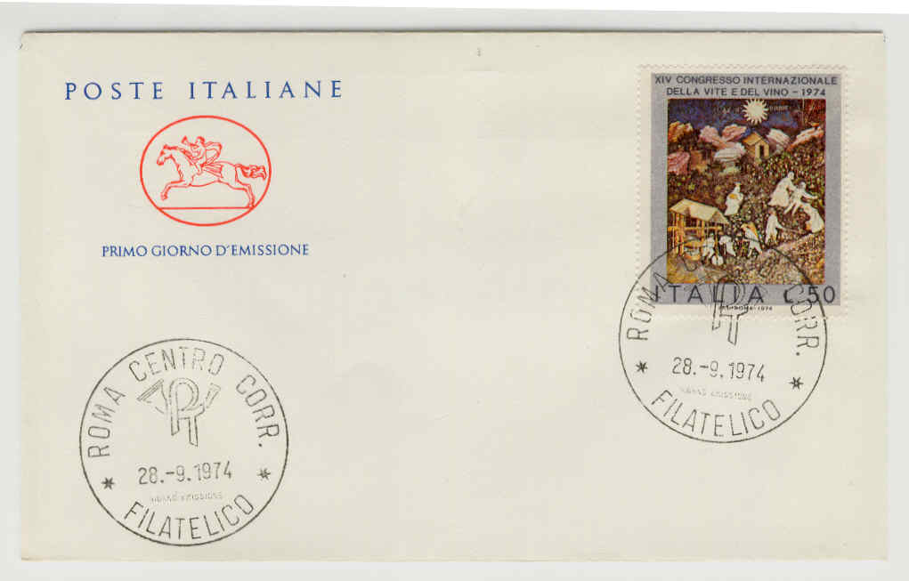 10516 - Italia - busta fdc con serie completa: XIV Congresso internazionale della vite e del vino