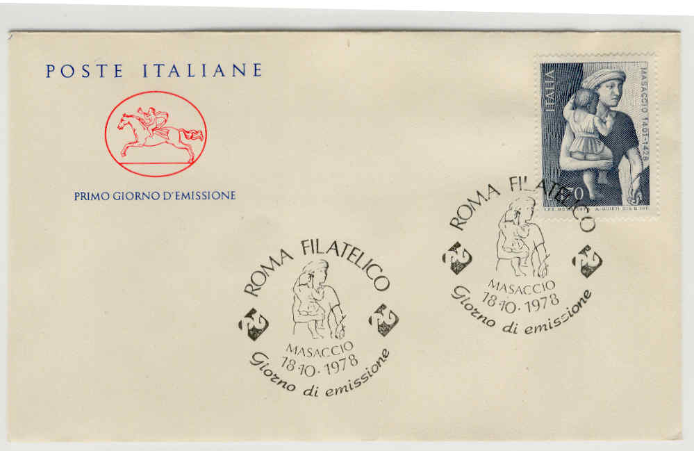 10708 - Italia - busta fdc con serie completa: 550 anniversario della morte di Tommaso Guidi Masaccio