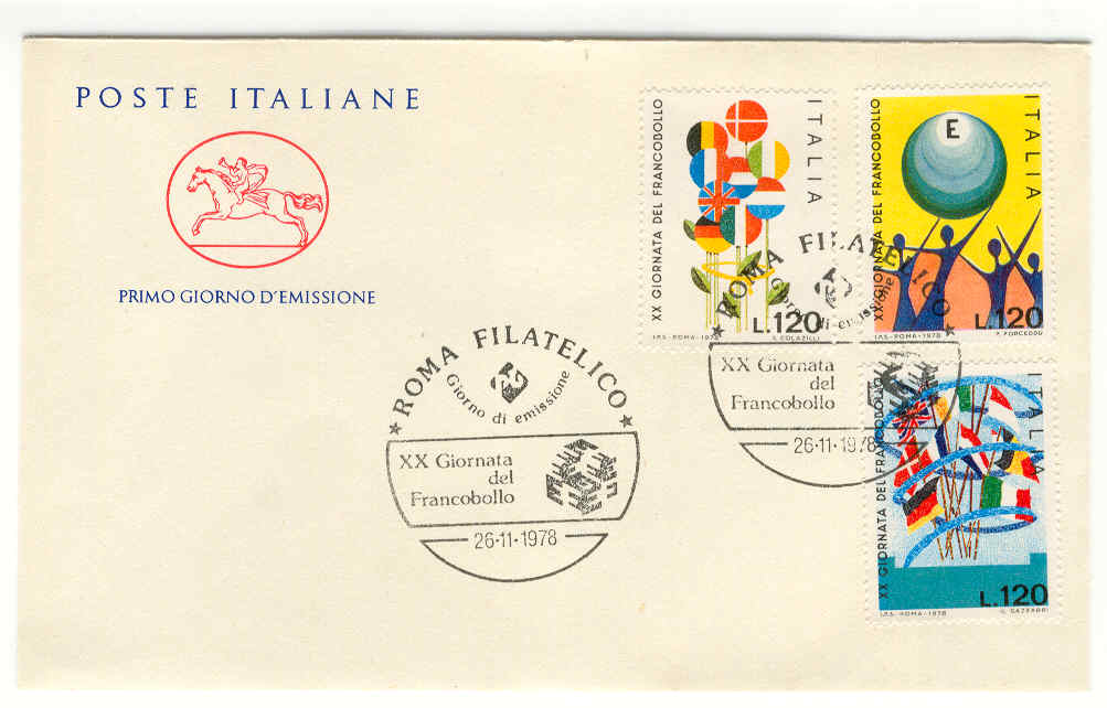 10712 - Italia - busta fdc con serie completa: XX Giornata del francobollo