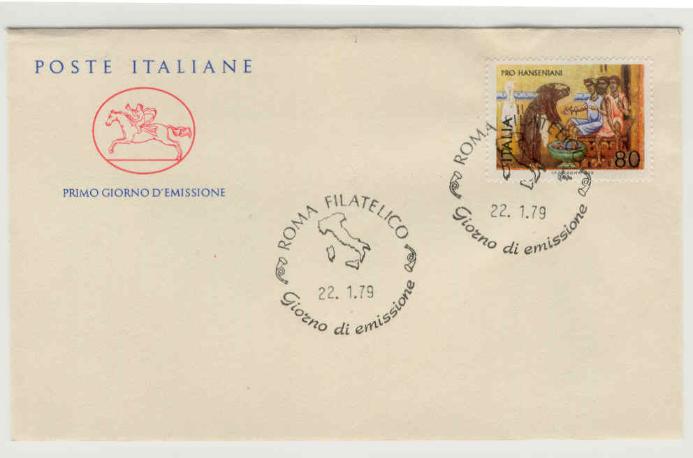 10714 - Italia - busta fdc con serie completa: Pro hanseniani - lebbrosi