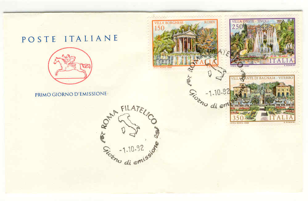 10908 - Italia - busta fdc con serie completa: Ville d