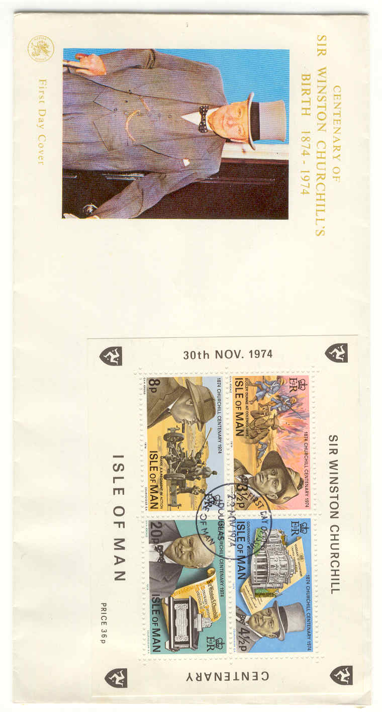 11218 - Man - busta fdc con BF Centenario della nascita di W. Churchill