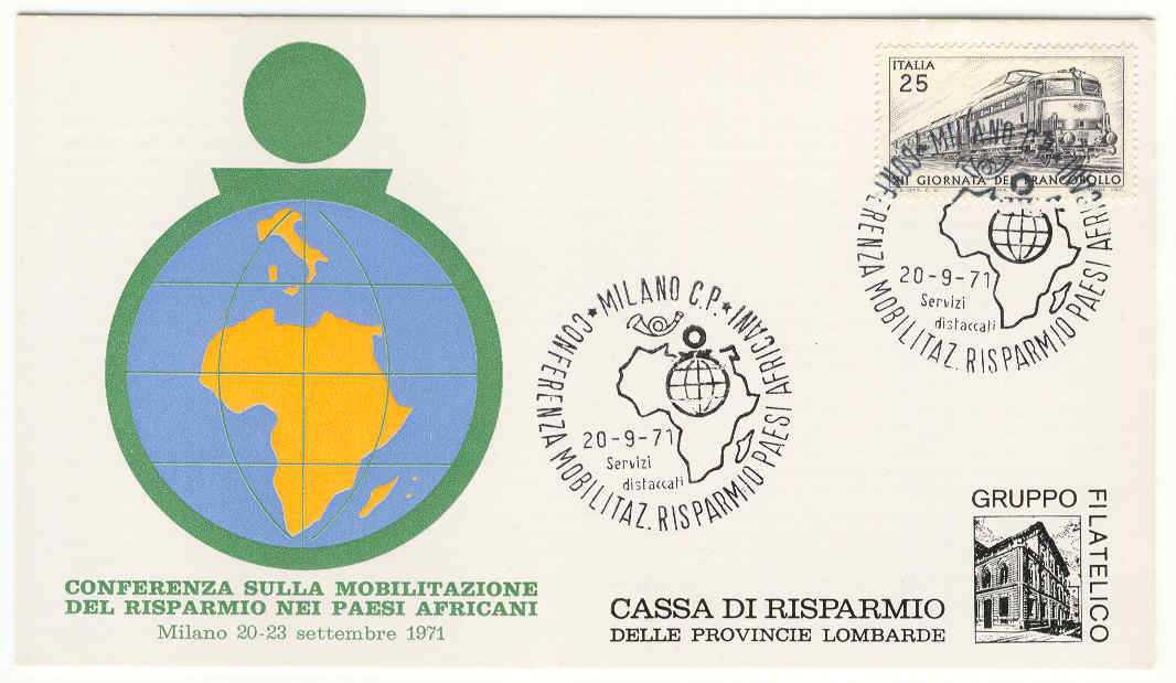 11626 - Italia - cartolina con annullo speciale 20.09.71: Confer. risparmio nei Paesi Africani