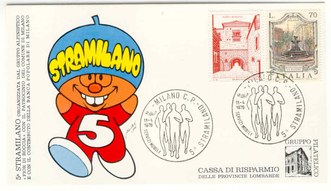 11686 - Italia - cartolina con annullo speciale 5 Stramilano - con aggiunta di bollo erinnofilo