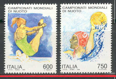 11775 - 1994 - Mondiali di nuoto L.600 + L.750 - **