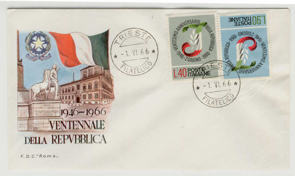 12552 - Italia - busta fdc con serie completa: Ventennale della Repubblica