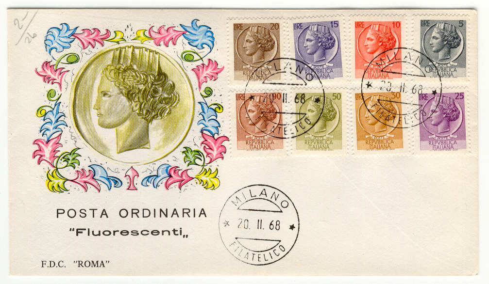 12689 - Italia - busta fdc con serie completa: Italia Turrita. Serie ordianria 20.02.1968