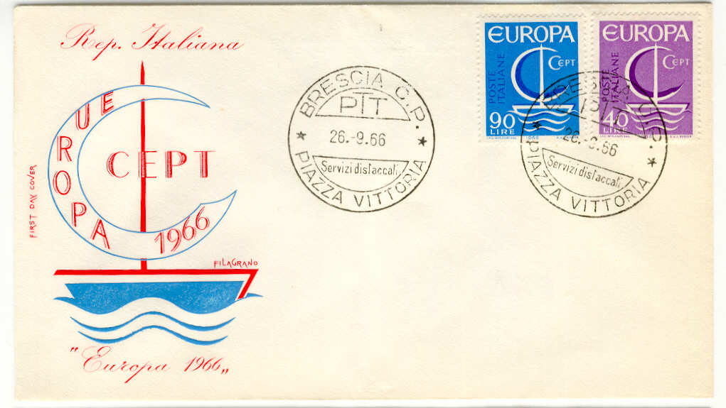 12787 - Italia - busta fdc con serie completa: Europa. 11 serie rosso