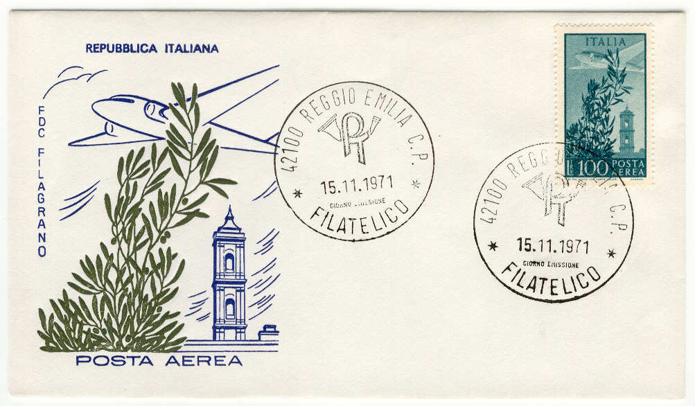 13148 - Italia - busta fdc con serie completa: Posta aerea. Torre del Campidoglio