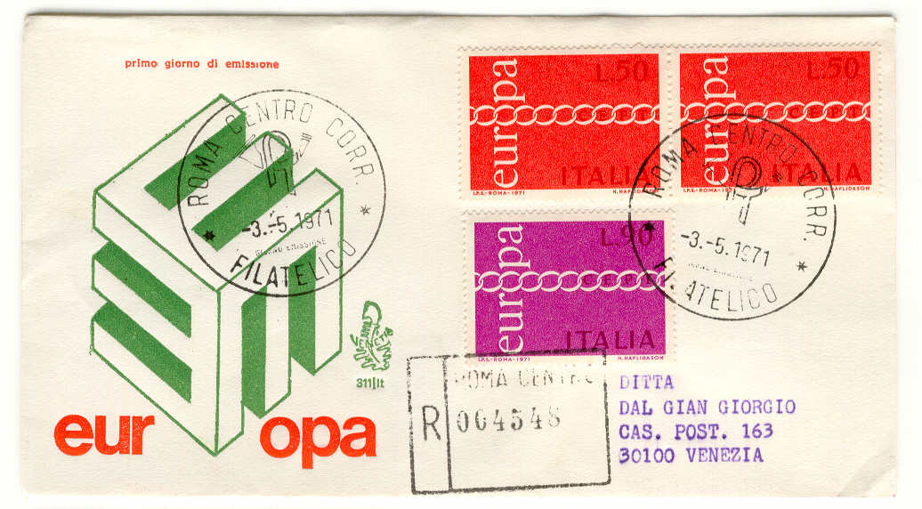 13452 - Italia - busta fdc con serie completa: Europa CEPT - 16 serie 1971