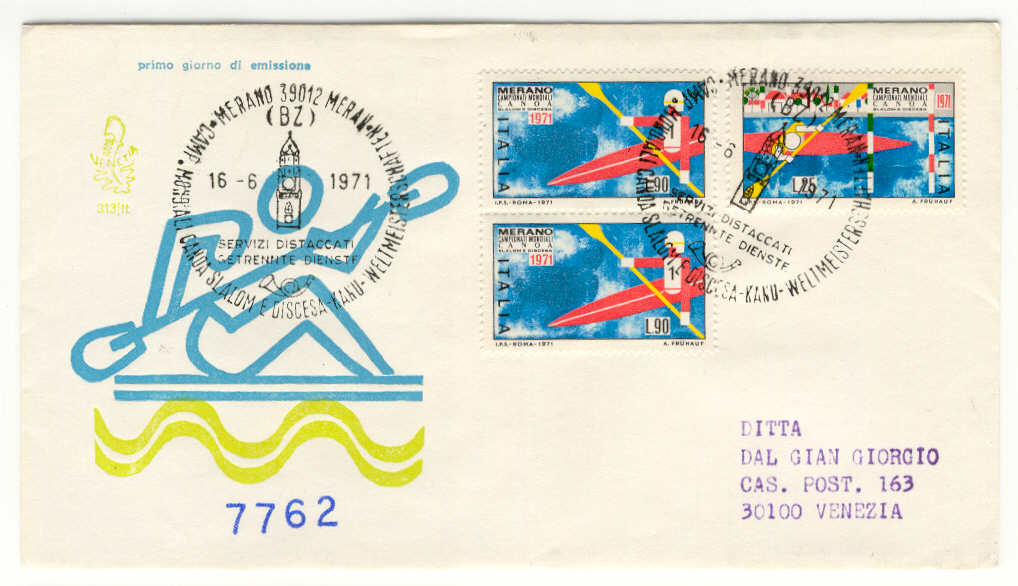 13454 - Italia - busta fdc con serie completa: Campionati mondiali di canoa