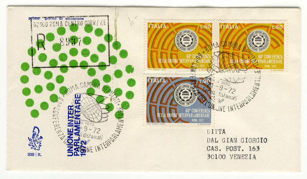 13482 - Italia - busta fdc con serie completa: 60 Conferenza dell Unione Interparlamentare