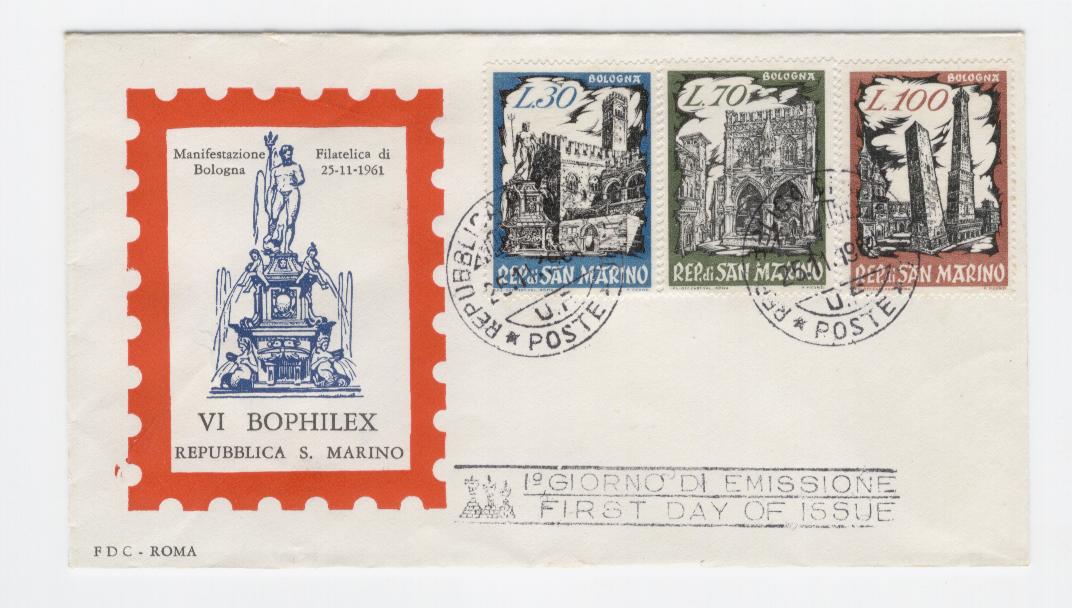 16367 - San Marino - busta fdc con serie completa: Mostra filatelica Bophilex di Bologna