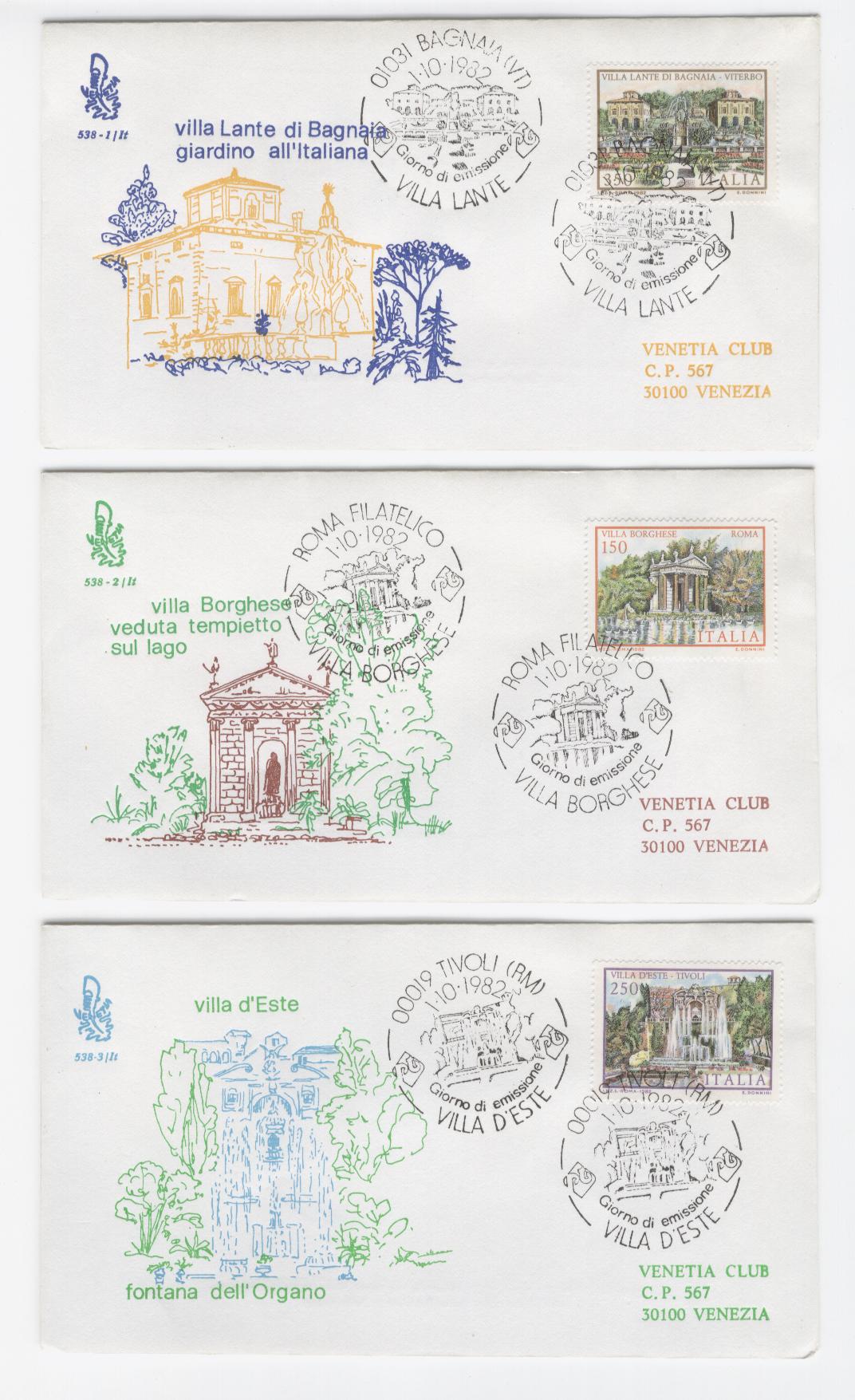 16411 - Italia - 3 buste fdc con serie completa: Ville d Italia. Lazio