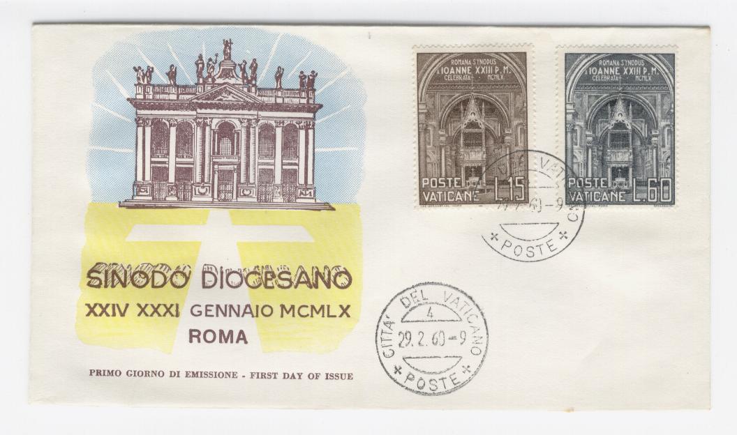 16435 - Vaticano - busta fdc con serie completa: I Sinodo Diocesano di Roma