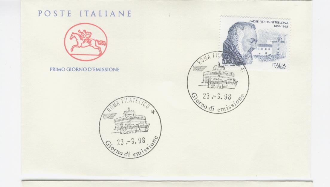 16525 - Italia - busta fdc con serie completa: Padre Pio da Pietrelcina