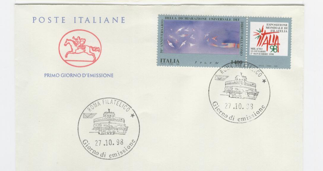 16543 - Italia - busta fdc con serie completa: Diritti dell uomo. Disegno simbolico