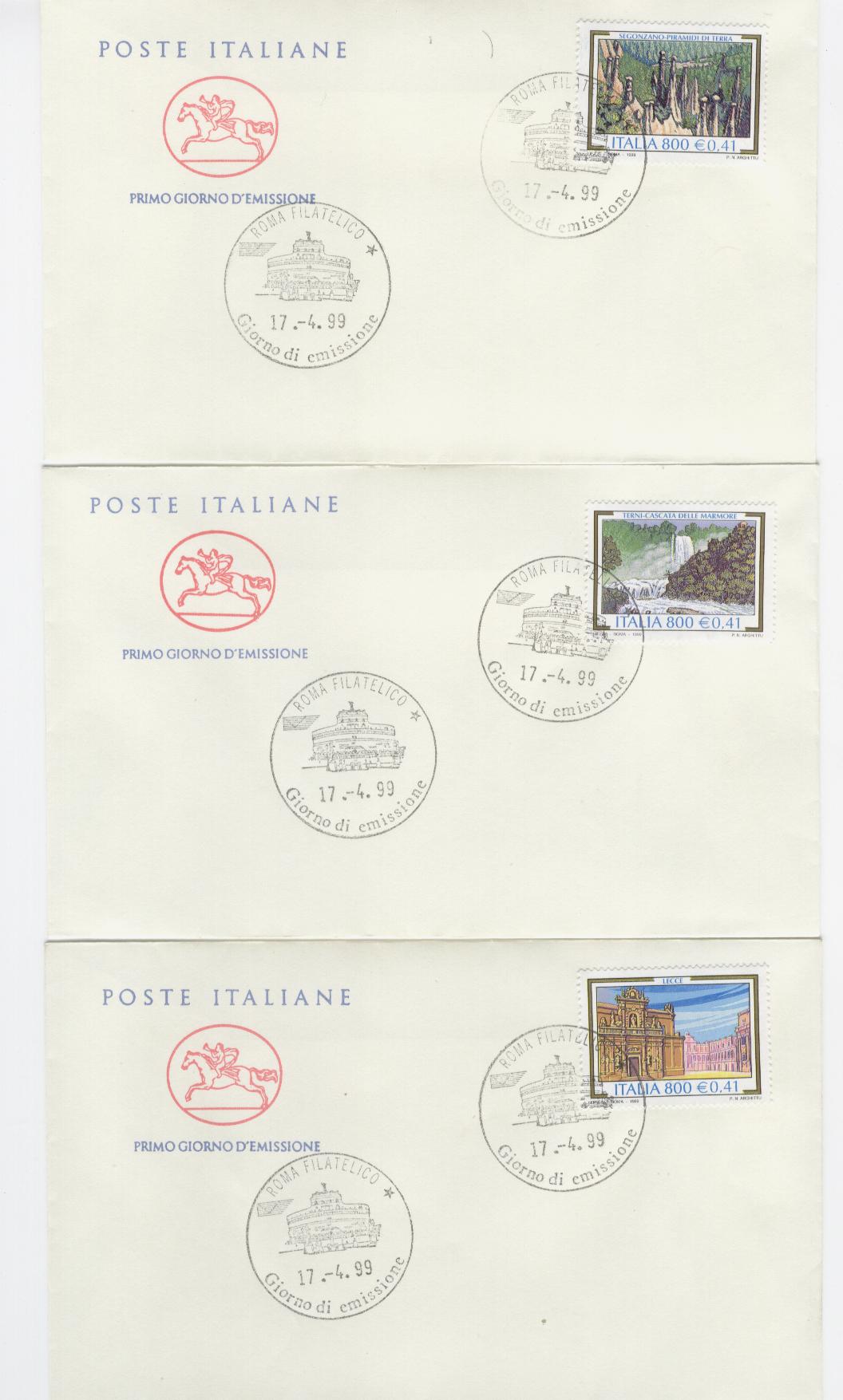 16572 - Italia - 4 buste fdc con serie completa: Turismo - non visibile x intero