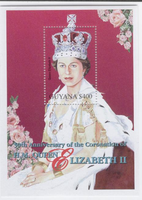 18184 - Guyana  - foglietto nuovo: 50° anniversario dell incoronazione della Regina Elisabetta II°