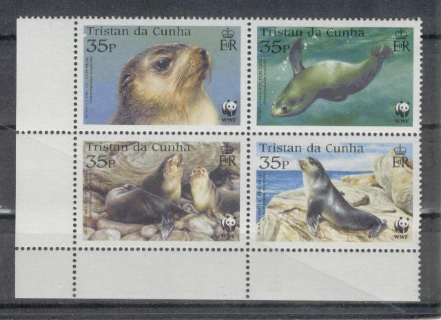 19567 - Tristan da Cunha  - serie completa nuova in blocco: Foche protette dal WWF