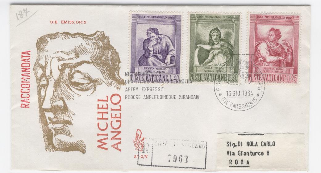 19315 - Vaticano - busta fdc: 4 centenario morte di Michelangelo Buonarroti