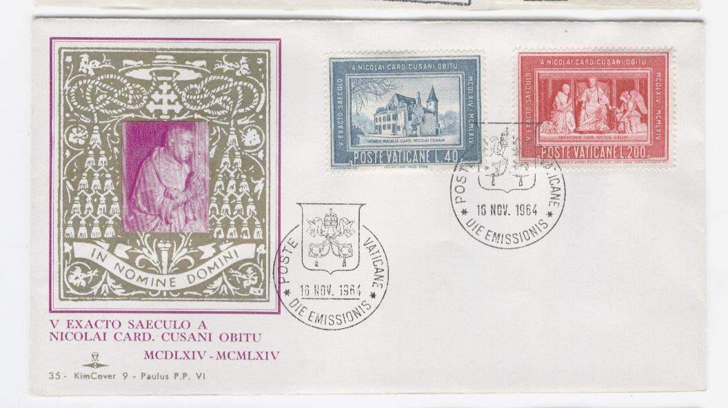 19316 - Vaticano - busta fdc con serie completa: 5 centenario morte del Cardinale Nicola Cusano