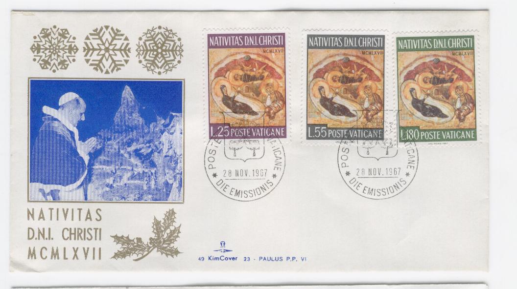 19319 - Vaticano - busta fdc con serie completa: Natale 1967