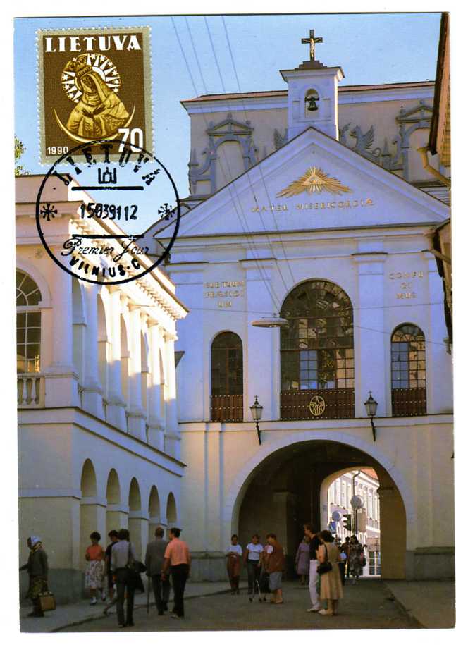 19396 - LITUANIA -1991 - Madonna 70K su cartolina Maximum