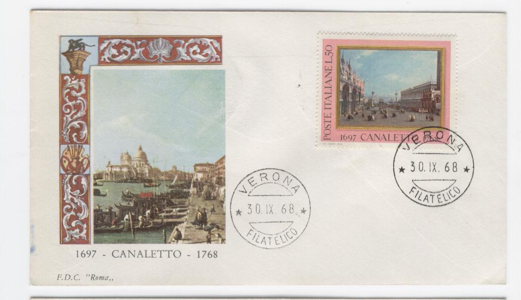 19965 - Italia - busta fdc con serie completa: bicentenario della morte del Canaletto